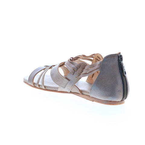 BedStu Cara F373034 Womens Gray Leather Zipper Strap Sandals Shoes
