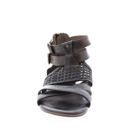 BedStu Capriana F373037 Womens Gray Leather Hook & Loop Strap Sandals Shoes