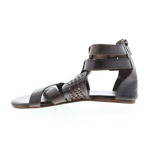 BedStu Capriana F373037 Womens Gray Leather Hook & Loop Strap Sandals Shoes