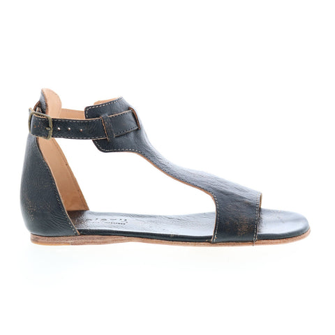 BedStu Sable F373039 Womens Black Leather Hook & Loop Strap Sandals Shoes
