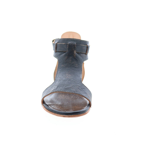 BedStu Sable F373039 Womens Black Leather Hook & Loop Strap Sandals Shoes