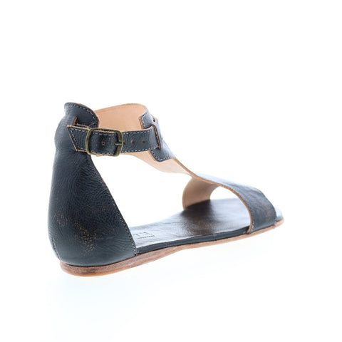 BedStu Sable F373039 Womens Black Leather Hook & Loop Strap Sandals Shoes