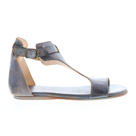 BedStu Sable F373039 Womens Gray Leather Hook & Loop Strap Sandals Shoes