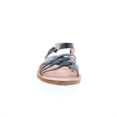 BedStu Senado F373142 Womens Black Leather Hook & Loop Strap Sandals Shoes