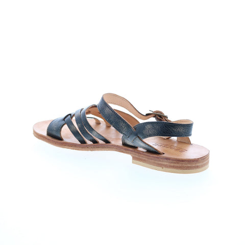 BedStu Senado F373142 Womens Black Leather Hook & Loop Strap Sandals Shoes