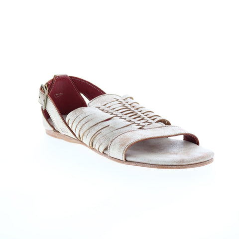 BedStu Ingritt F373153 Womens Beige Leather Hook & Loop Strap Sandals Shoes