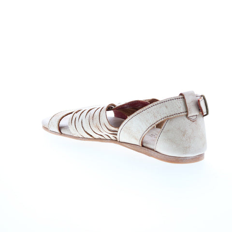BedStu Ingritt F373153 Womens Beige Leather Hook & Loop Strap Sandals Shoes