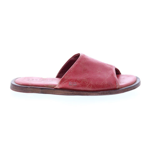 BedStu Kate F373157 Womens Red Leather Slip On Slides Sandals Shoes