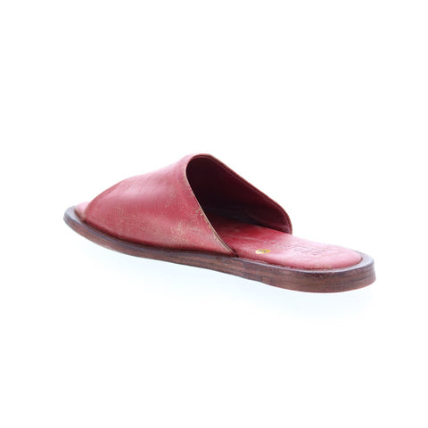 BedStu Kate F373157 Womens Red Leather Slip On Slides Sandals Shoes