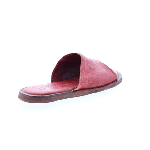 BedStu Kate F373157 Womens Red Leather Slip On Slides Sandals Shoes