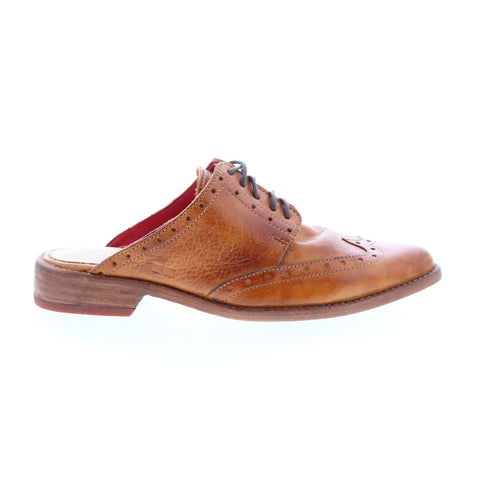 BedStu Mickie F373172 Womens Brown Leather Lace Up Mule Flats Shoes