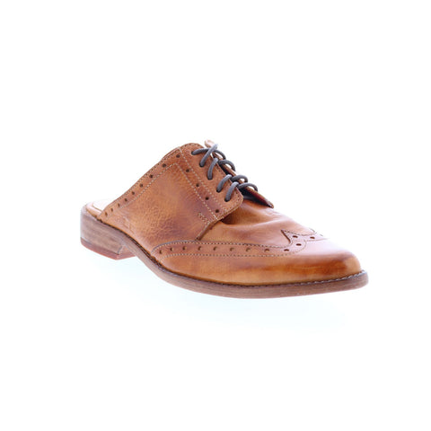 BedStu Mickie F373172 Womens Brown Leather Lace Up Mule Flats Shoes