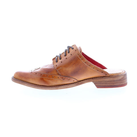 BedStu Mickie F373172 Womens Brown Leather Lace Up Mule Flats Shoes