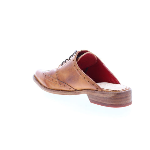 BedStu Mickie F373172 Womens Brown Leather Lace Up Mule Flats Shoes