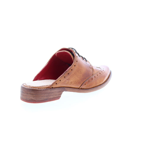 BedStu Mickie F373172 Womens Brown Leather Lace Up Mule Flats Shoes