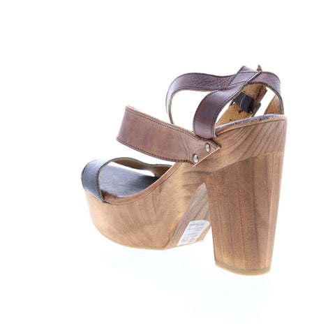 BedStu Marilyn F375002 Womens Black Leather Platform Sandals Shoes