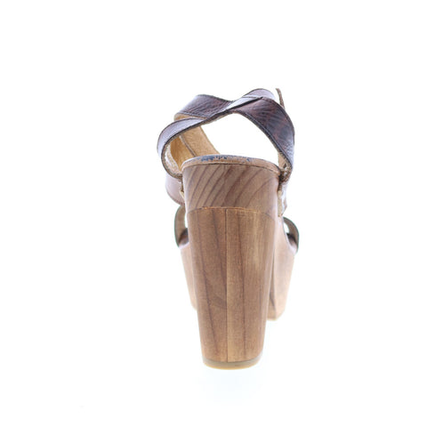 BedStu Marilyn F375002 Womens Black Leather Platform Sandals Shoes