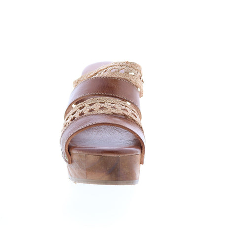 BedStu Crystal F376006 Womens Brown Leather Heeled Sandals Shoes