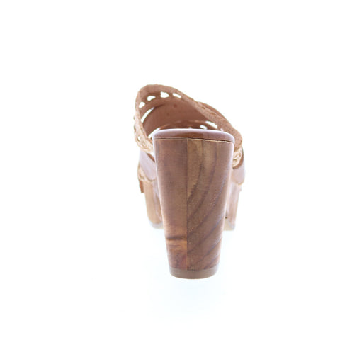 BedStu Crystal F376006 Womens Brown Leather Heeled Sandals Shoes