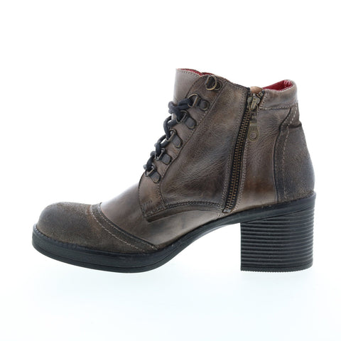 BedStu Florine F381000 Womens Gray Leather Lace Up Ankle & Booties Boots