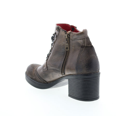 BedStu Florine F381000 Womens Gray Leather Lace Up Ankle & Booties Boots