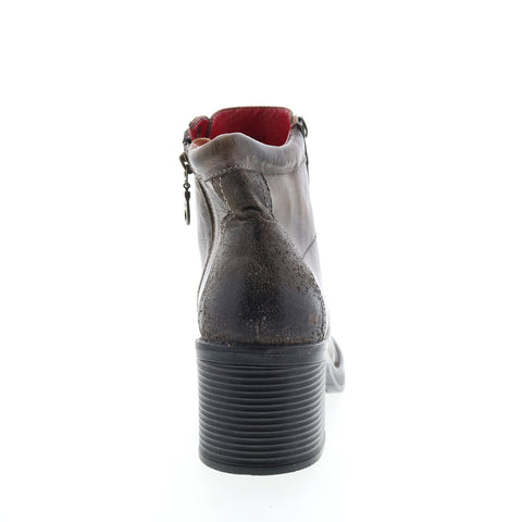 BedStu Florine F381000 Womens Gray Leather Lace Up Ankle & Booties Boots