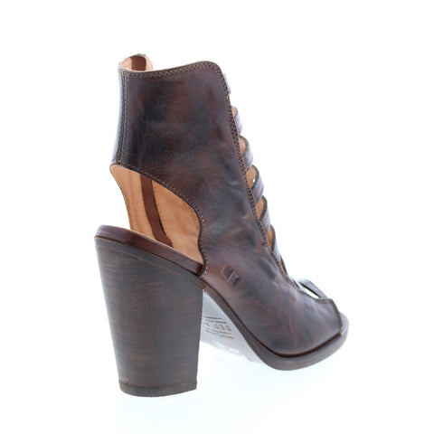 BedStu Occam F386005 Womens Brown Leather Zipper Strap Heels Shoes