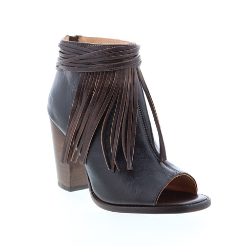 BedStu Olivia F386008 Womens Brown Leather Zipper Strap Heels Shoes