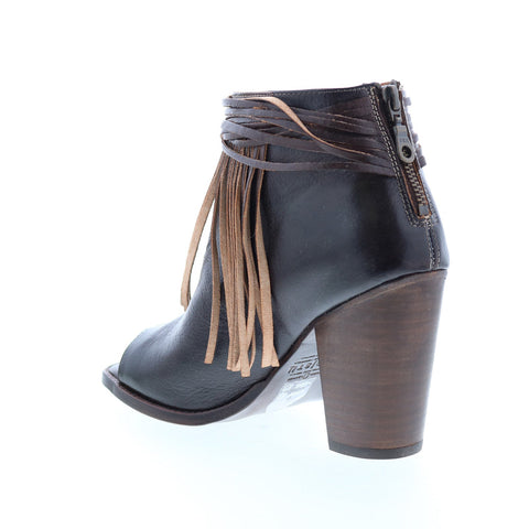 BedStu Olivia F386008 Womens Brown Leather Zipper Strap Heels Shoes