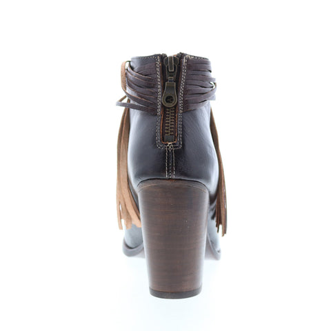 BedStu Olivia F386008 Womens Brown Leather Zipper Strap Heels Shoes