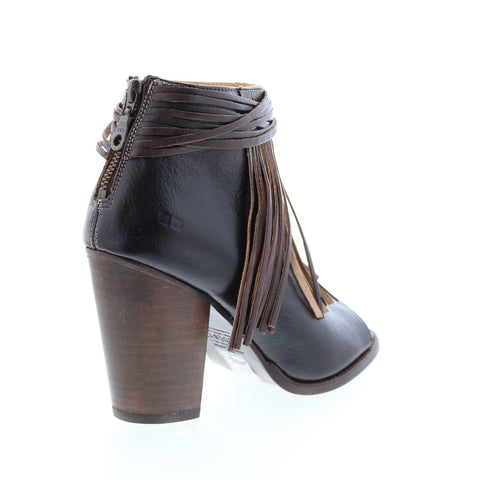 BedStu Olivia F386008 Womens Brown Leather Zipper Strap Heels Shoes