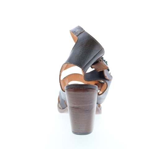 BedStu Isha F386011 Womens Gray Leather Hook & Loop Strap Heels Shoes