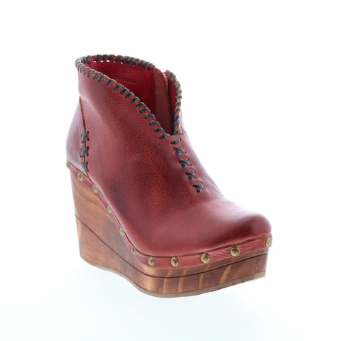 BedStu Marina F389007 Womens Red Leather Zipper Casual Dress Boots