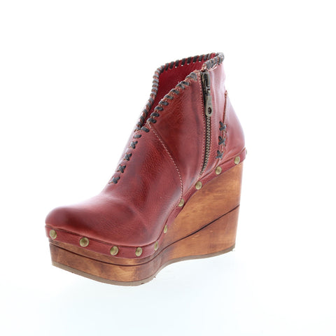 BedStu Marina F389007 Womens Red Leather Zipper Casual Dress Boots