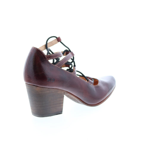 BedStu Turalyon F392103 Womens Burgundy Leather Lace Up Pumps Heels Shoes
