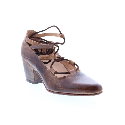 BedStu Turalyon F392103 Womens Brown Leather Lace Up Pumps Heels Shoes