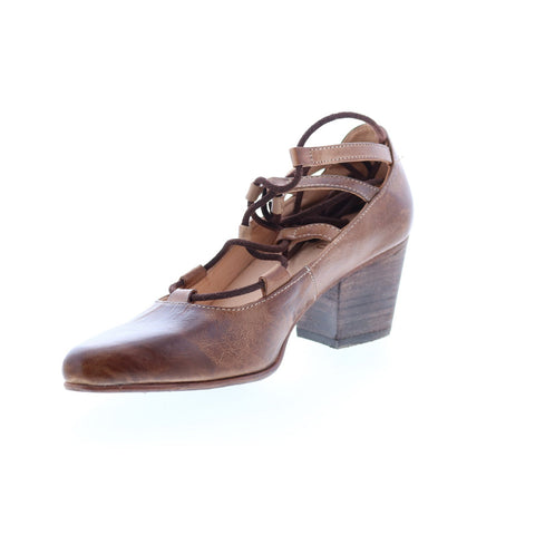 BedStu Turalyon F392103 Womens Brown Leather Lace Up Pumps Heels Shoes