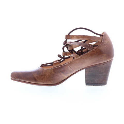 BedStu Turalyon F392103 Womens Brown Leather Lace Up Pumps Heels Shoes