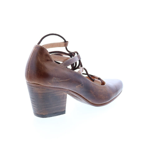 BedStu Turalyon F392103 Womens Brown Leather Lace Up Pumps Heels Shoes