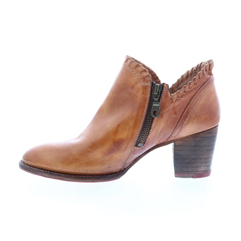 BedStu Carla F393009 Womens Brown Leather Zipper Ankle & Booties Boots