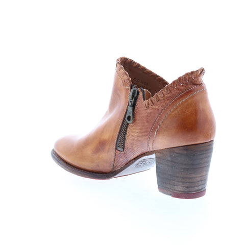 BedStu Carla F393009 Womens Brown Leather Zipper Ankle & Booties Boots