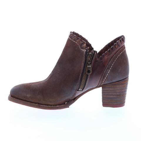 BedStu Carla F393009 Womens Brown Leather Zipper Ankle & Booties Boots