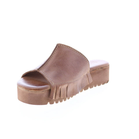 BedStu Fairlee F395004 Womens Brown Leather Slip On Slides Sandals Shoes