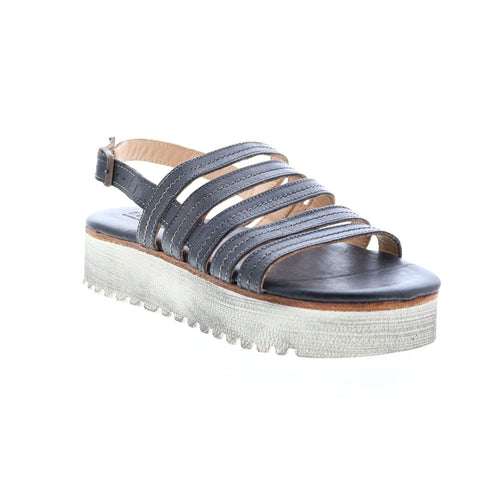 BedStu Ensley F395014 Womens Black Leather Platform Sandals Shoes