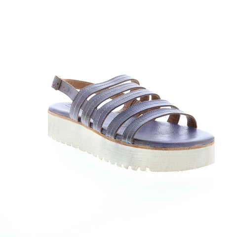 BedStu Ensley F395014 Womens Blue Leather Platform Sandals Shoes