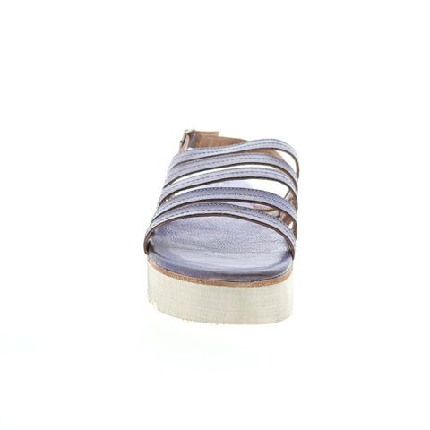 BedStu Ensley F395014 Womens Blue Leather Platform Sandals Shoes