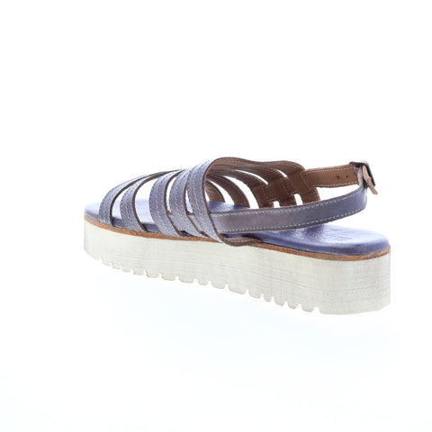 BedStu Ensley F395014 Womens Blue Leather Platform Sandals Shoes