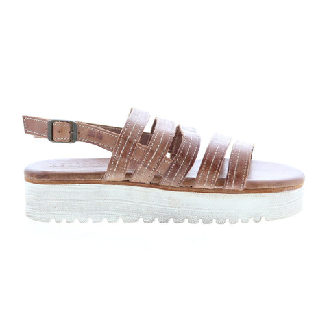 BedStu Ensley F395014 Womens Brown Leather Platform Sandals Shoes
