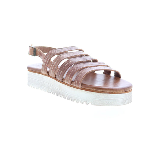 BedStu Ensley F395014 Womens Brown Leather Platform Sandals Shoes