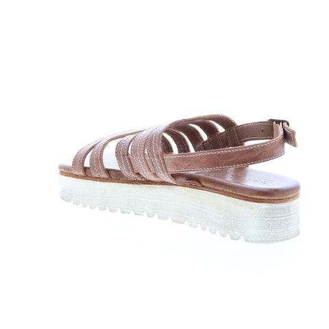 BedStu Ensley F395014 Womens Brown Leather Platform Sandals Shoes